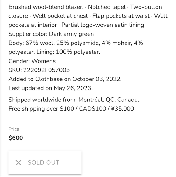 SALE!🎉 ANINE BING Quinn Wool Blend Blazer XXS NEW WITH TAGS! - Picture 4 of 8